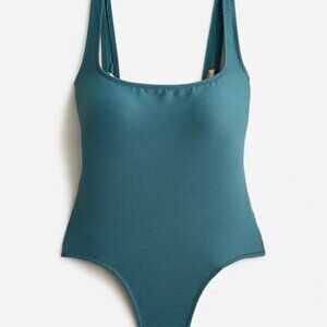 J. Crew Ribbed Square-Neck One-Piece Swimsuit Teal Size 22 NWT Summer Beach